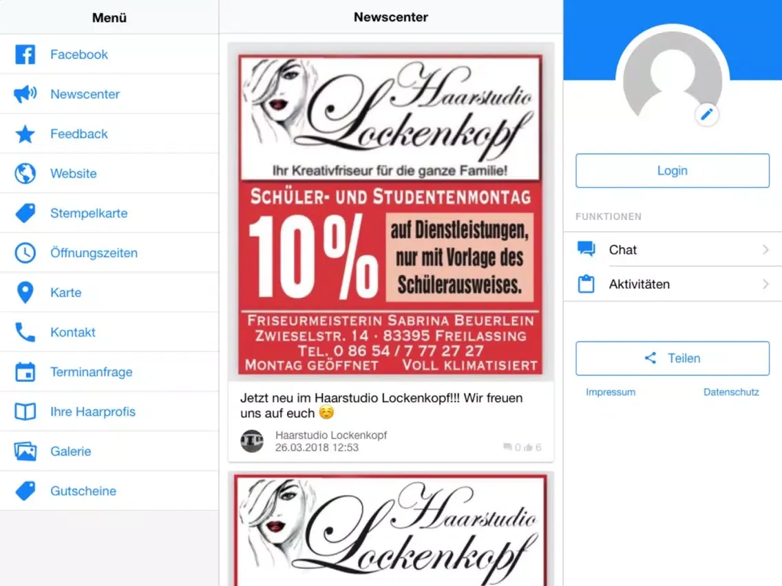 Tangkapan skrin Haarstudio Lockenkopf iPad 