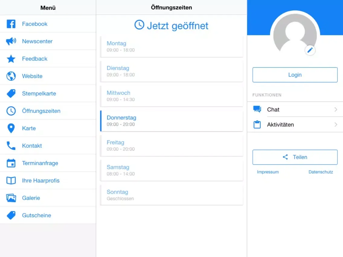 Tangkapan skrin Haarstudio Lockenkopf iPad 