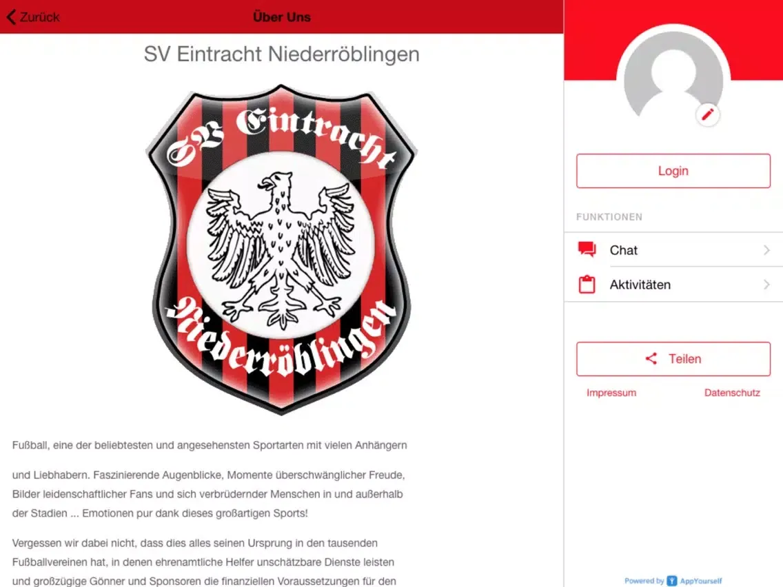 Tangkapan skrin SV Eintracht Niederröblingen iPad 