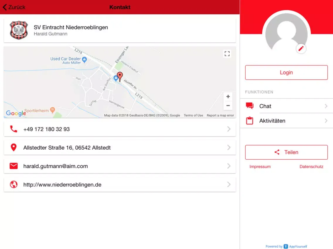 Tangkapan skrin SV Eintracht Niederröblingen iPad 