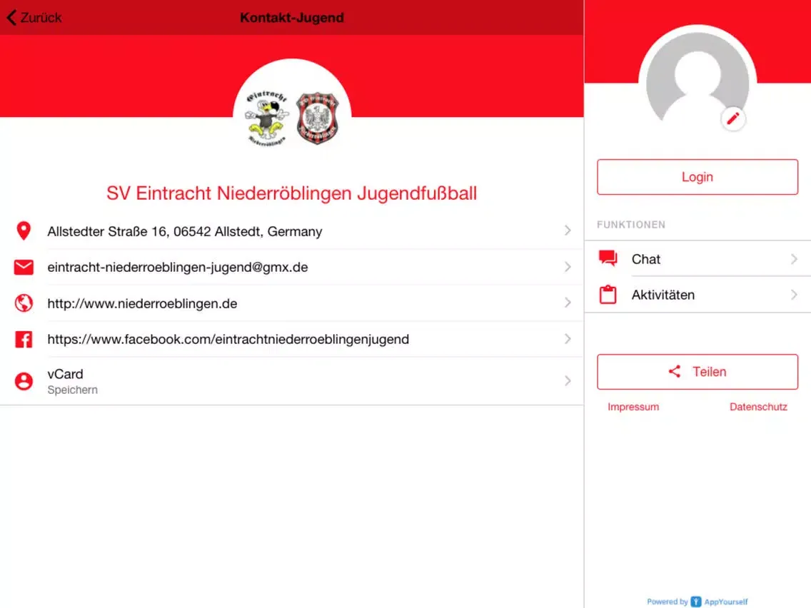 Tangkapan skrin SV Eintracht Niederröblingen iPad 