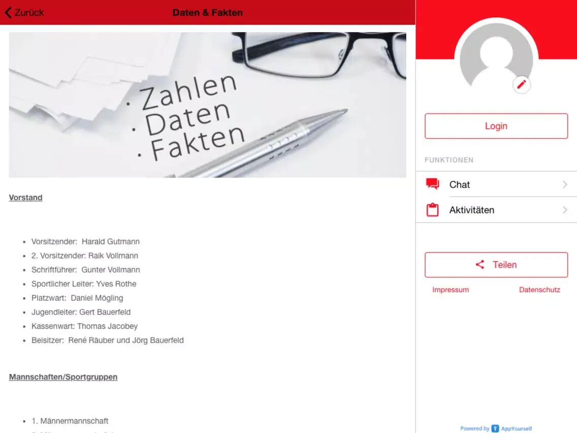 Tangkapan skrin SV Eintracht Niederröblingen iPad 