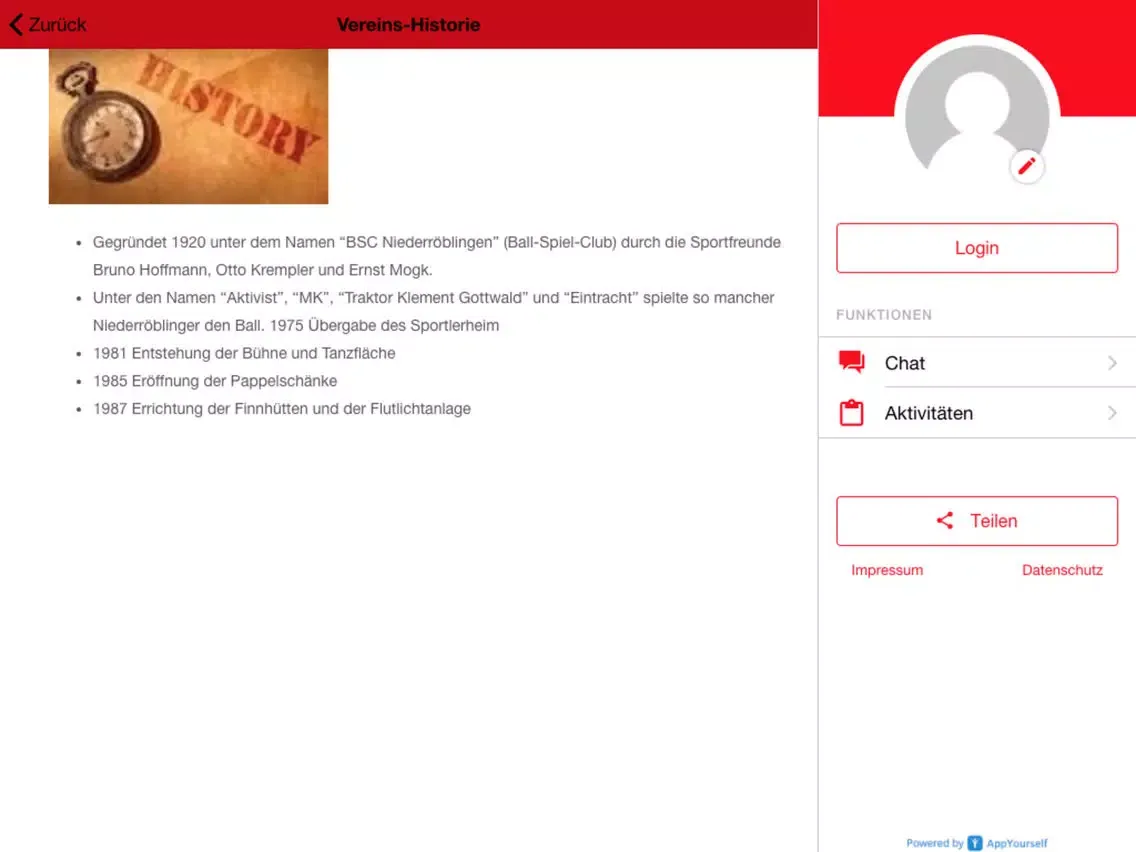 Tangkapan skrin SV Eintracht Niederröblingen iPad 