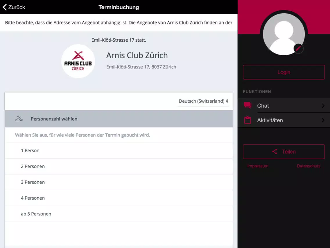 Arnis Club Zürich iPad  স্ক্রিনশট