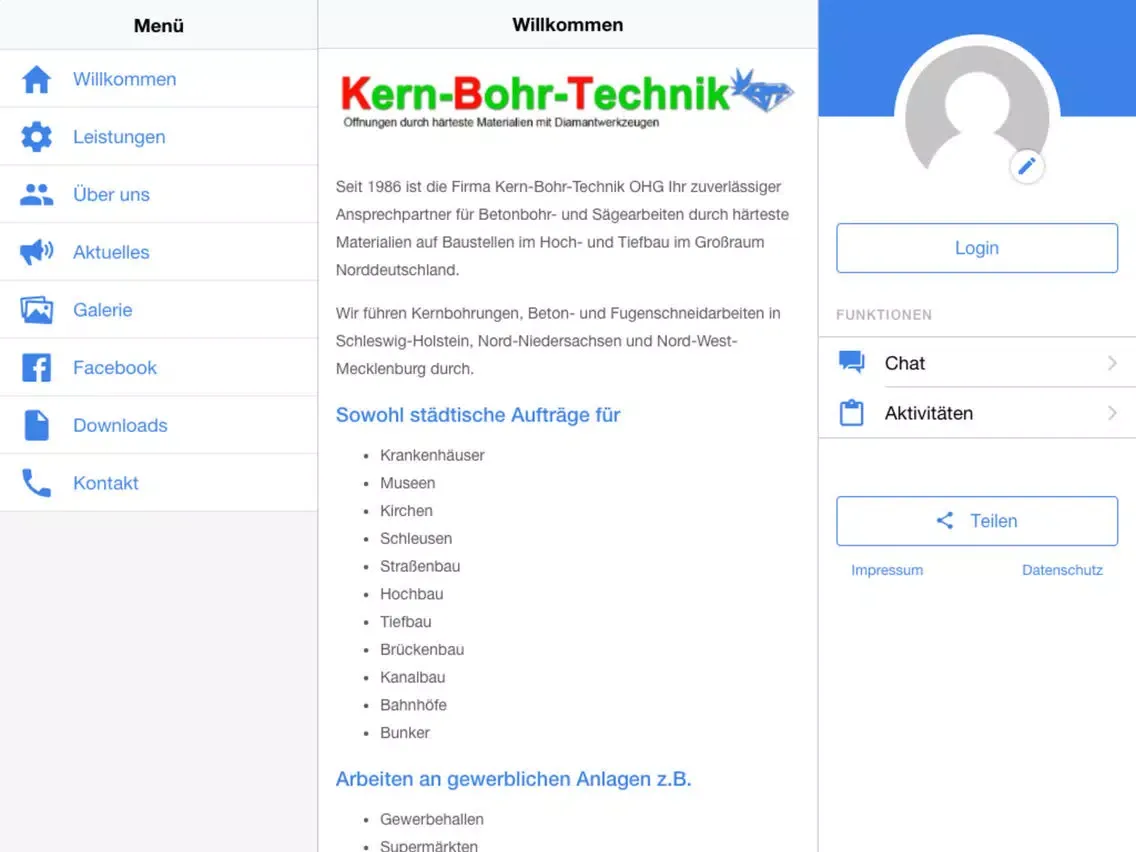 Kern-Bohr-Technik Lübeck iPad  Screenshots
