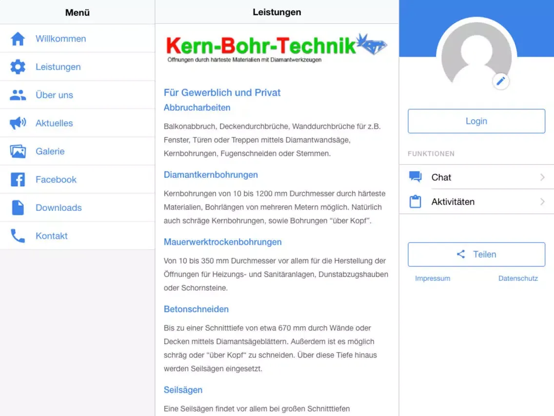Kern-Bohr-Technik Lübeck iPad  Screenshots