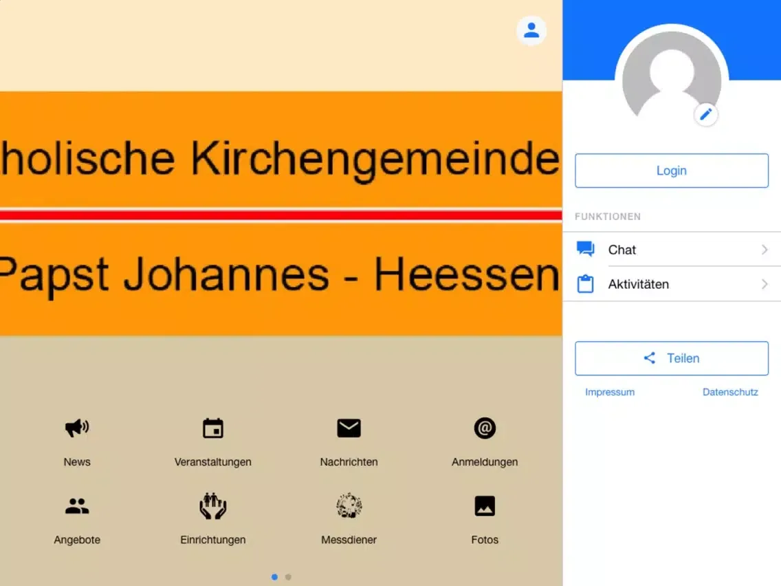Tangkapan layar Pfarrei Papst Johannes - KKPJ iPad 
