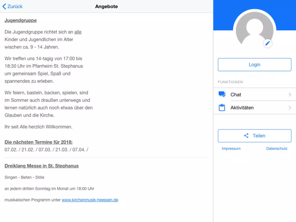 Screenshot di Pfarrei Papst Johannes - KKPJ iPad 