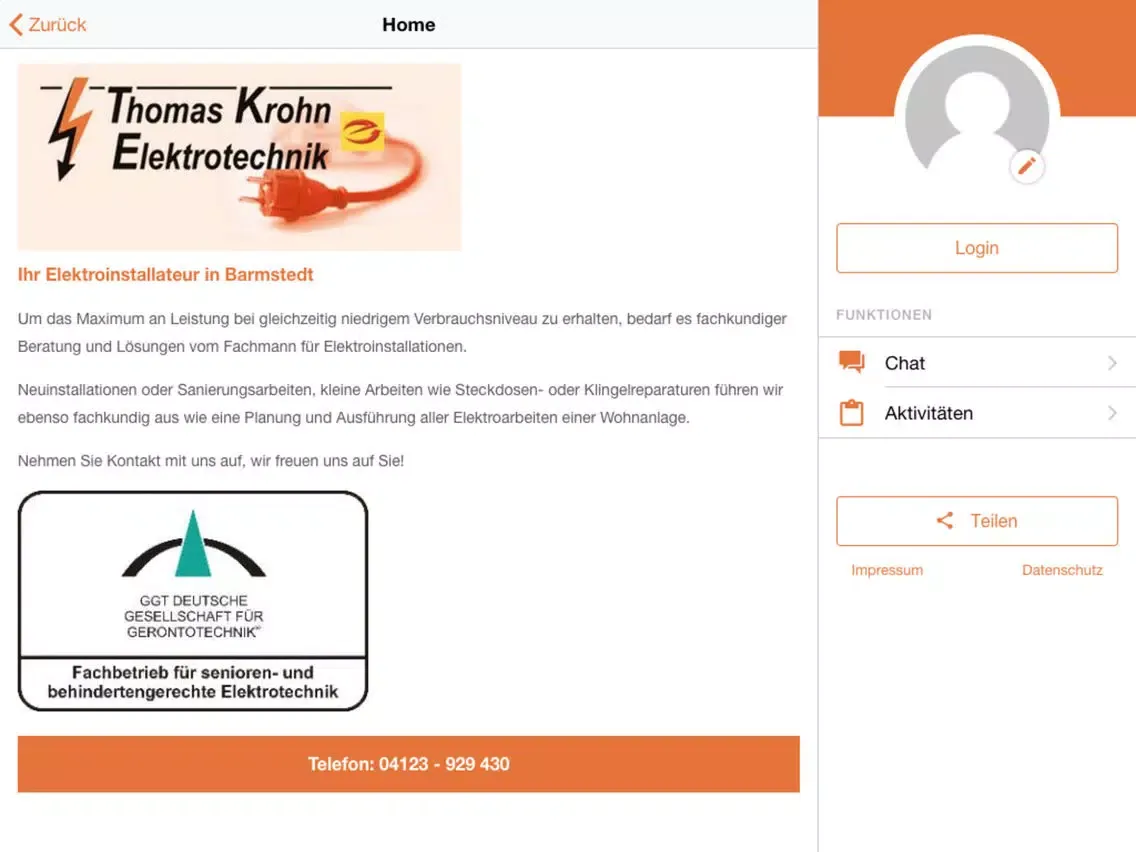 Capturas de pantalla de Krohn Elektrotechnik iPad 