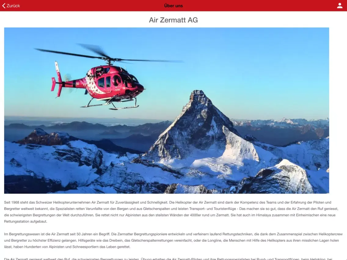 Air Zermatt AG iPad 应用截图
