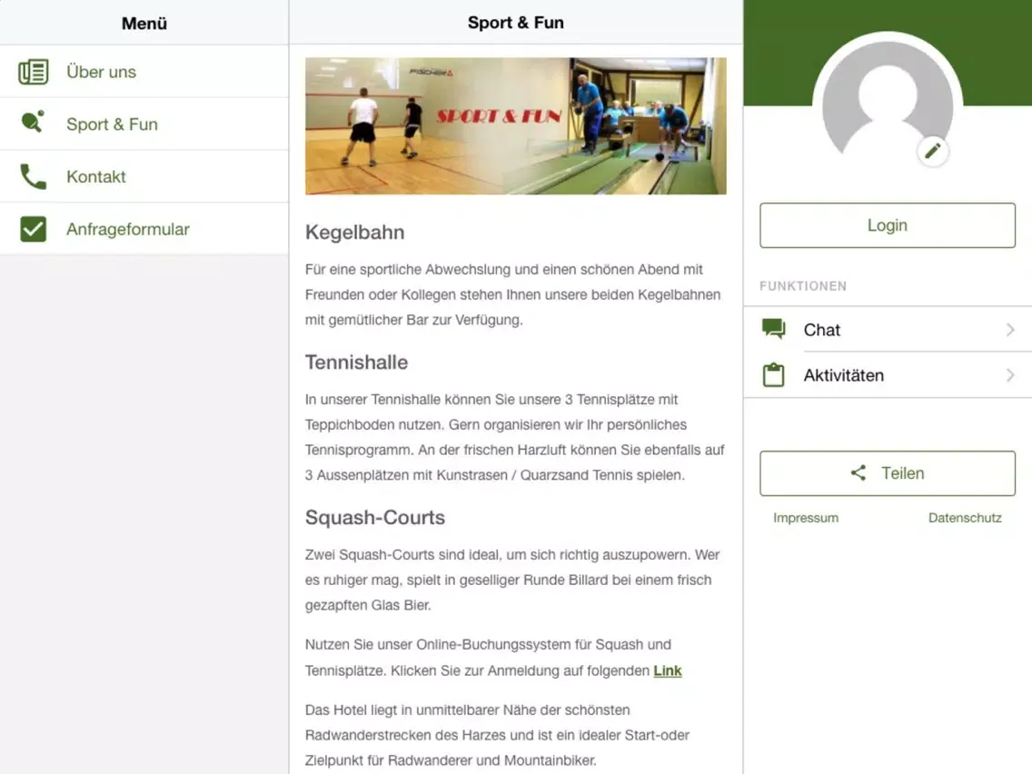 Sporthotel Wernigerode iPad  Ekran Görüntüleri