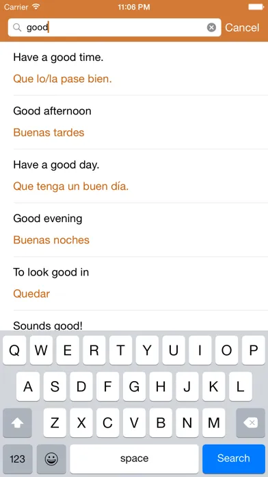 Tangkapan skrin Spanish Phrasebook: Conversational Spanish