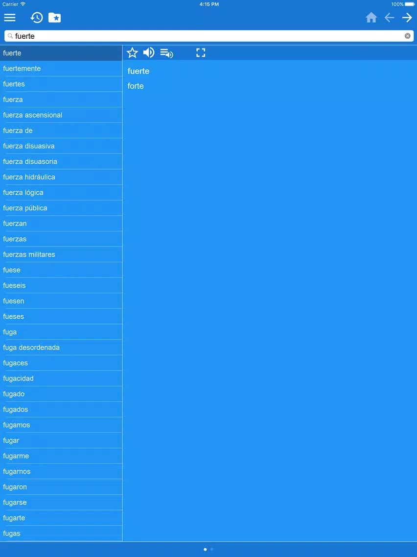 Zrzuty ekranu Spanish Portuguese dictionary iPad 
