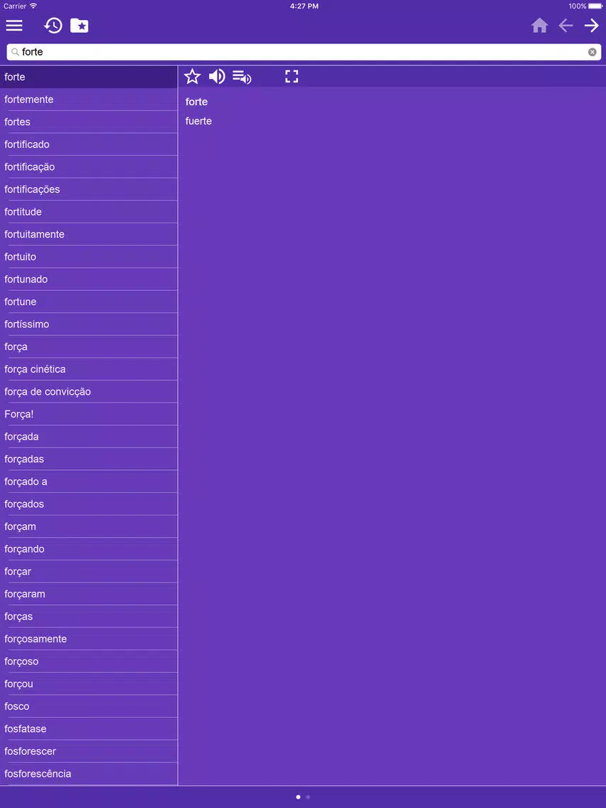 Zrzuty ekranu Spanish Portuguese dictionary iPad 