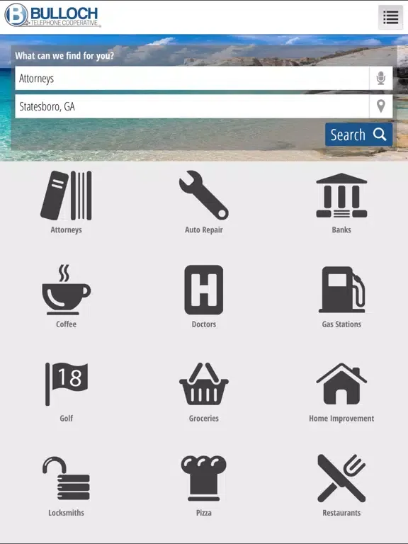 Tangkapan layar Bulloch Search Directory iPad 