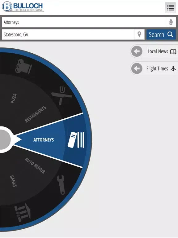 Tangkapan layar Bulloch Search Directory iPad 