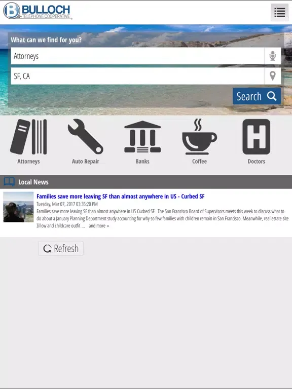 Tangkapan layar Bulloch Search Directory iPad 