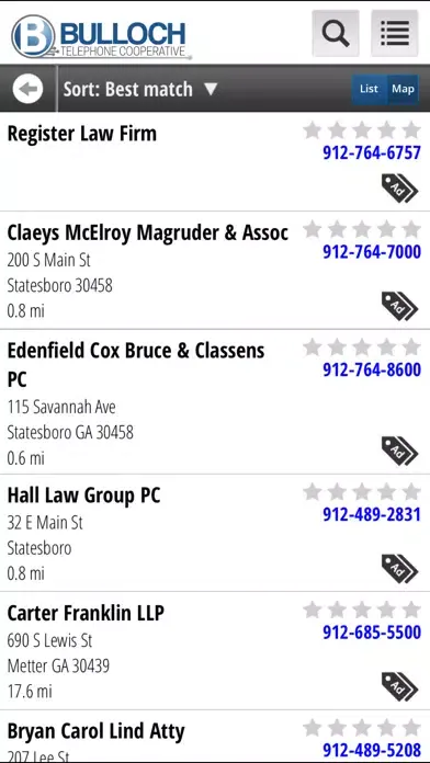 Tangkapan layar Bulloch Search Directory