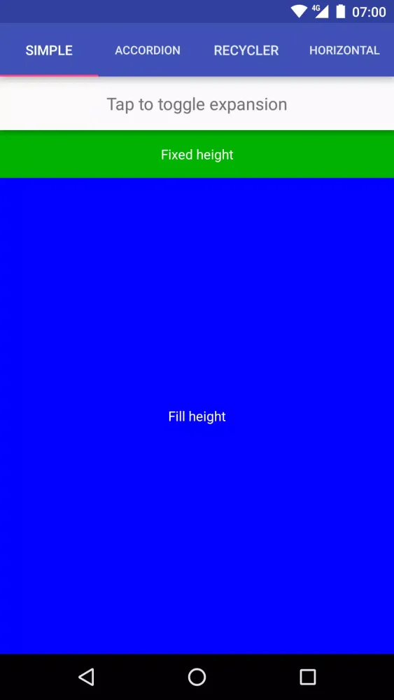 Screenshot di ExpandableLayout Demo
