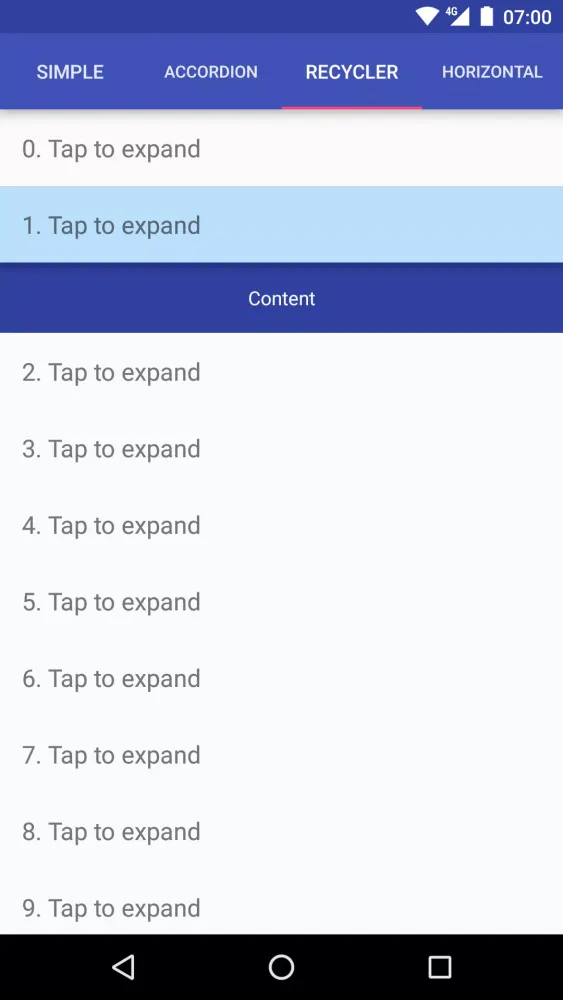 Screenshot di ExpandableLayout Demo
