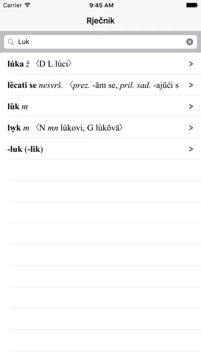 Capturas de tela do Rječnik hrvatskog jezika