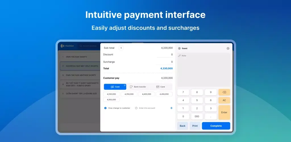 Zrzuty ekranu KiotViet Touchscreen POS