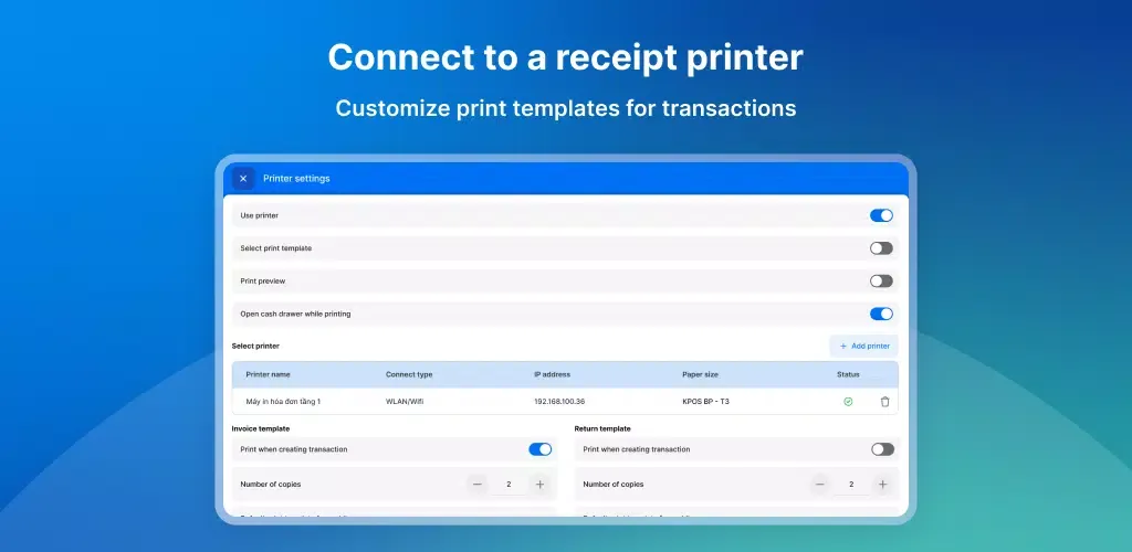 Zrzuty ekranu KiotViet Touchscreen POS