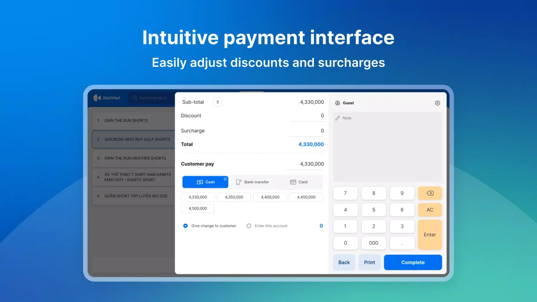 Zrzuty ekranu KiotViet Touchscreen POS