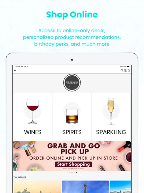 Tangkapan layar Woodbury Wine and Spirits iPad 