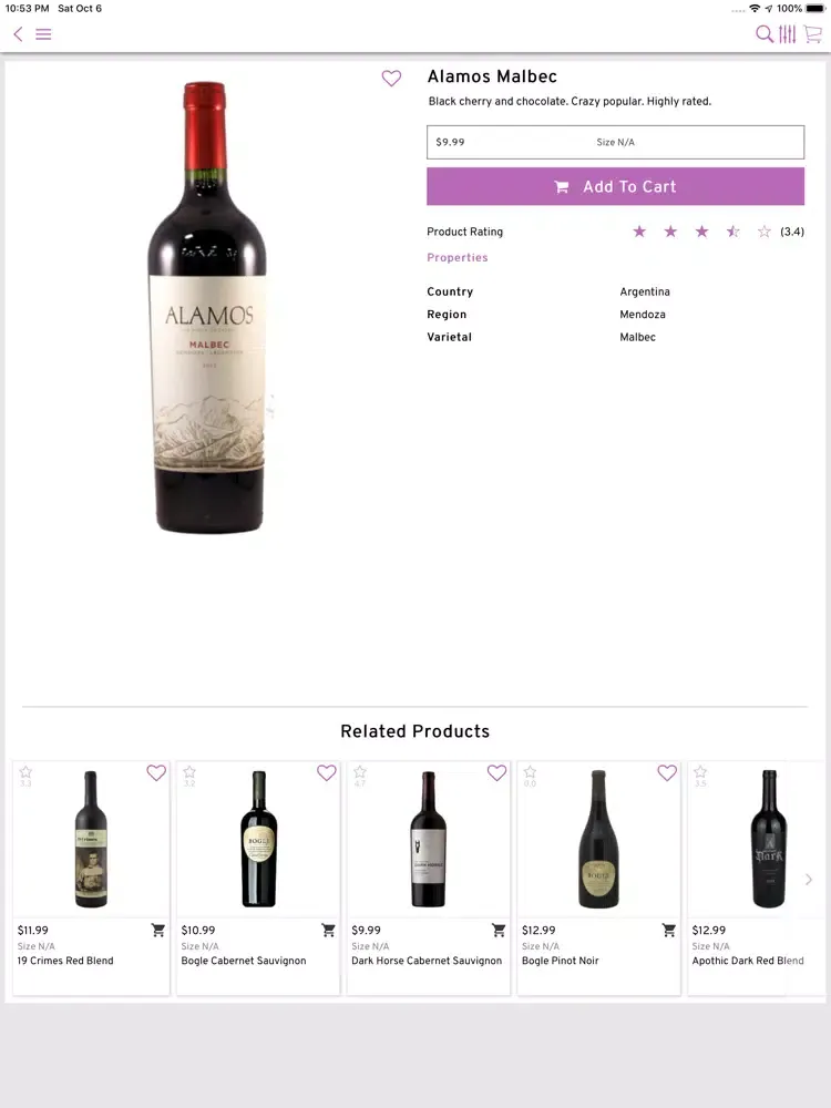 Westfield Wine and Liquor iPad  Screenshots