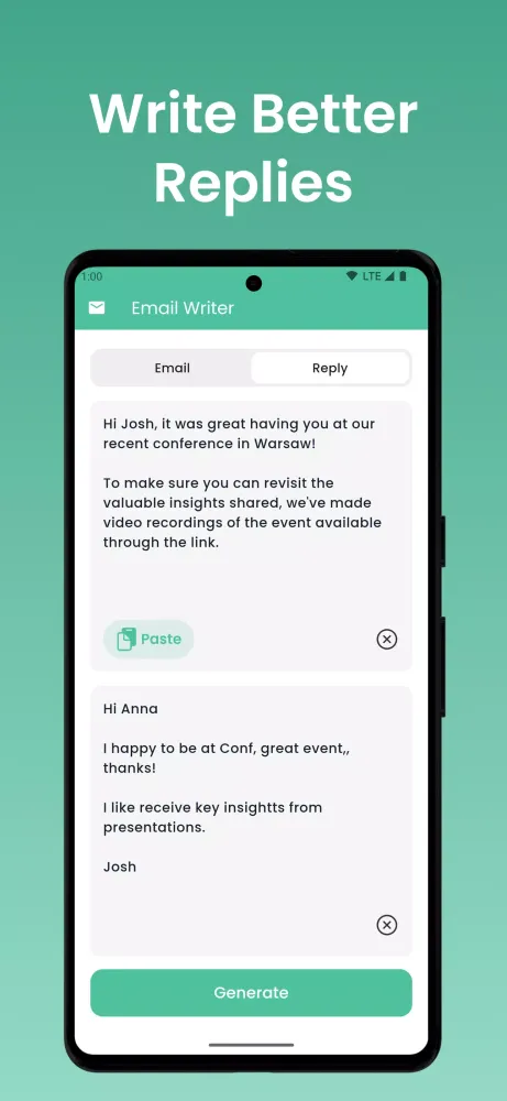 Email Writer Screenshots