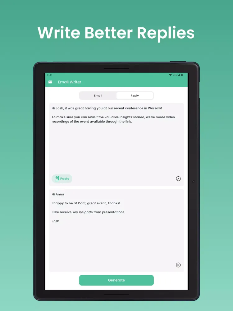 Email Writer Screenshots