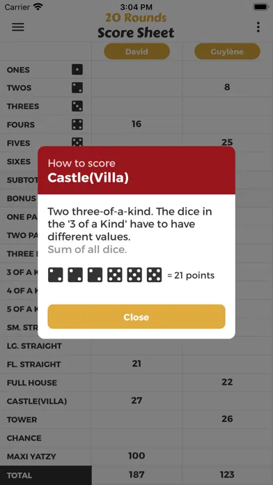 ภาพหน้าจอของ 20 Rounds Score Sheet