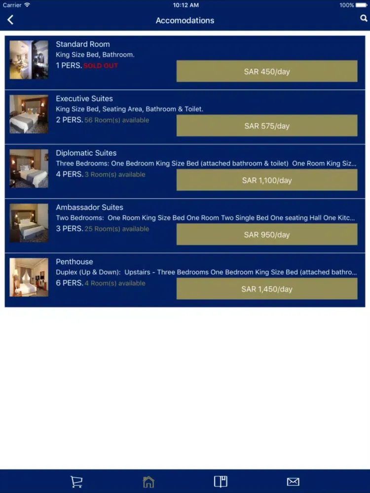 Tangkapan skrin Golden Tulip Hotel iPad 