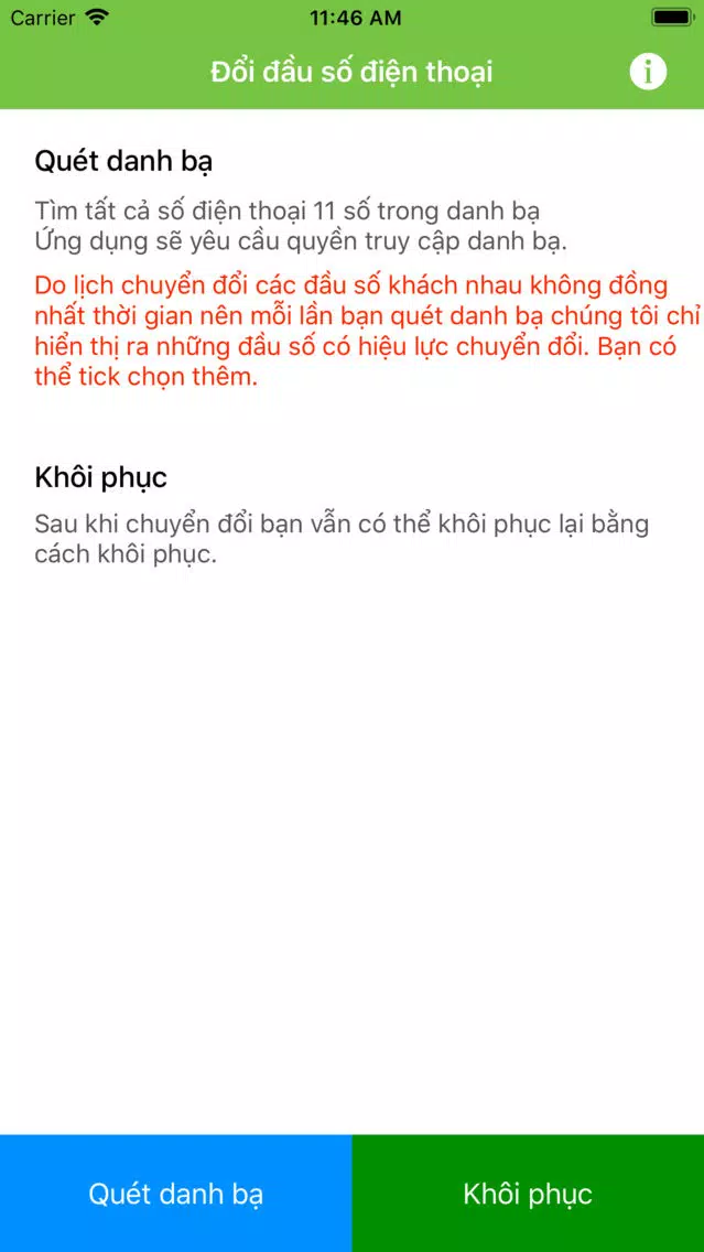 Screenshot di Chuyển đổi danh bạ-đầu số mới