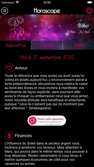 Captures d'écran de Votre Horoscope du jour