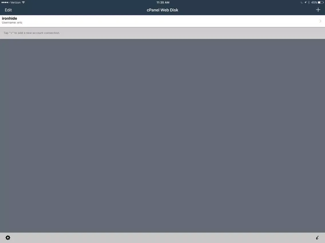 Tangkapan skrin cPanel Web Disk iPad