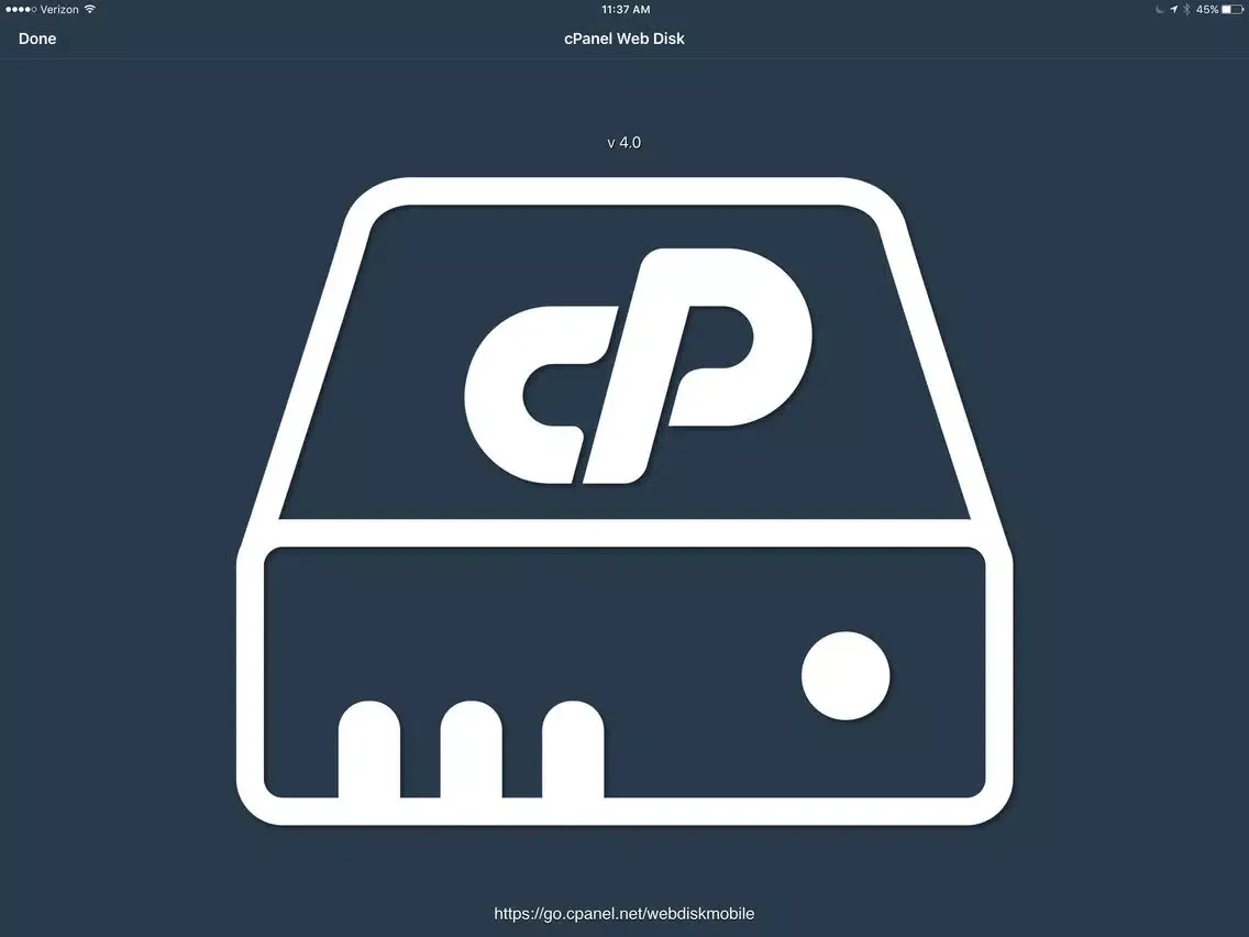 Tangkapan skrin cPanel Web Disk iPad