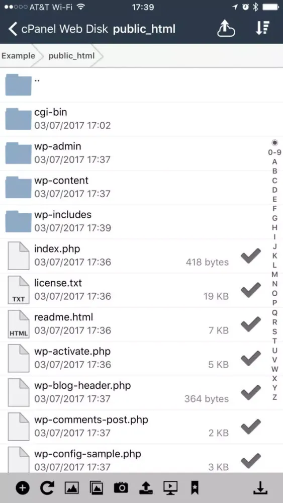 Tangkapan skrin cPanel Web Disk
