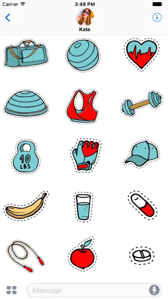 Tangkapan layar Fitness stickers for messages