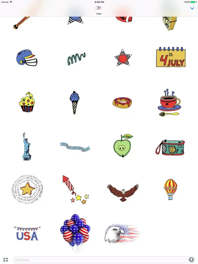 Happy 4th of July Stickers for Day celebration! iPad 應用截圖