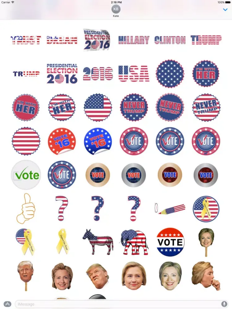 US elections 2016 - Cool stickers for imessage iPad  Screenshots