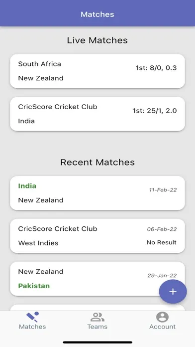 Tangkapan skrin CricScore -Cricket Scoring App