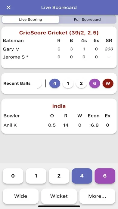 Tangkapan skrin CricScore -Cricket Scoring App