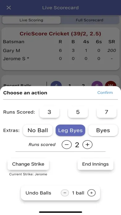 Tangkapan skrin CricScore -Cricket Scoring App