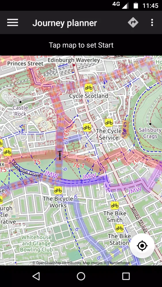 Zrzuty ekranu CycleStreets