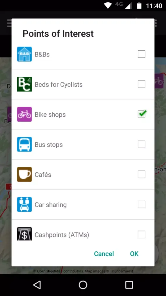 Zrzuty ekranu CycleStreets