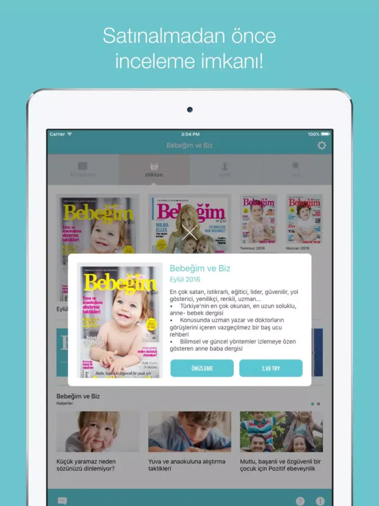 Tangkapan skrin Bebeğim ve Biz iPad 