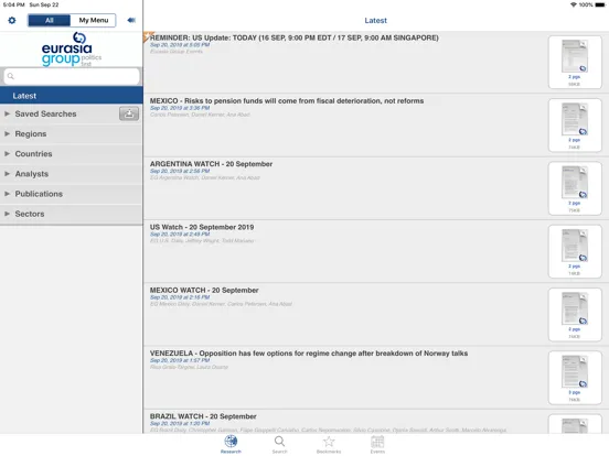 Eurasia Group iPad  Ekran Görüntüleri