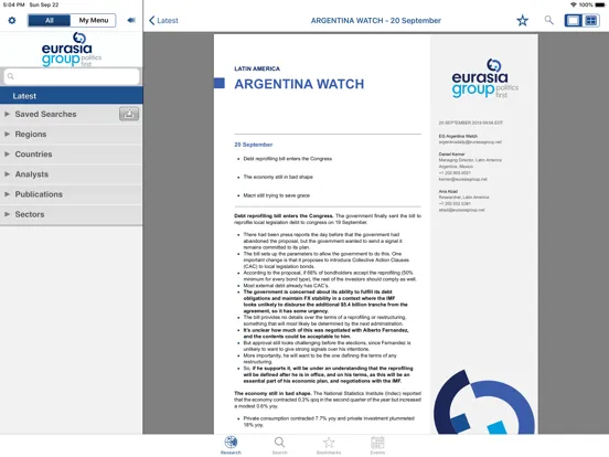 Eurasia Group iPad  Ekran Görüntüleri